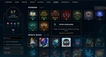 LOL - 97 campeões, 17 Skin, 67 ícones, conta 2012 !