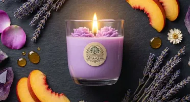 Vela Aromática em Vidro com Flores - Figo ou Baunilha