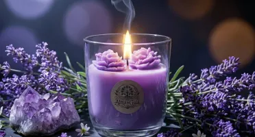 Vela Aromática em Vidro com Flores - Figo ou Baunilha