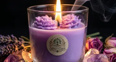 Vela Aromática em Vidro com Flores - Figo ou Baunilha