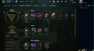 Conta LoL EX-Mestre MMR alto 112 skins