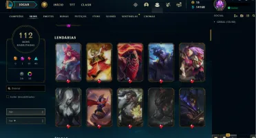 Conta LoL EX-Mestre MMR alto 112 skins