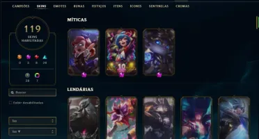Conta prata 3 com TODOS os champs e 119 skins ( 3 Miticas )