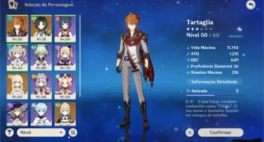 Conta genshin AR41 , Tartaglia , Xiao , Jean , Arco de Amos