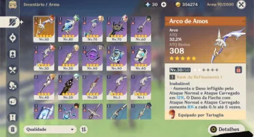 Conta genshin AR41 , Tartaglia , Xiao , Jean , Arco de Amos
