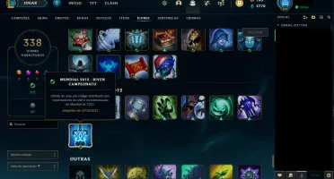Conta LoL 2010 - 343 skins - Raras - Icones Raros - Va Skins