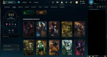 Conta LoL 2010 - 343 skins - Raras - Icones Raros - Va Skins