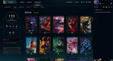 Conta LoL 125 Campeões + 120 skins MMR Diamante 5 !!