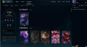 Conta LoL 125 Campeões + 120 skins MMR Diamante 5 !!