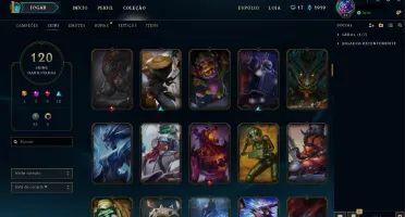 Conta LoL 125 Campeões + 120 skins MMR Diamante 5 !!