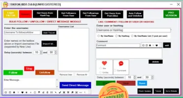 TikTok Bot Pro - Automatiza suas Curtidas e Comentário