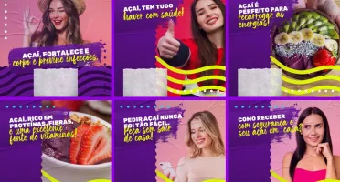 Pack Artes Canva Açaí – 60 Temas Editáveis para Açaiterias