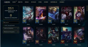 Conta Unranked com 88 Champs e 80 Skins + 700k de Janna