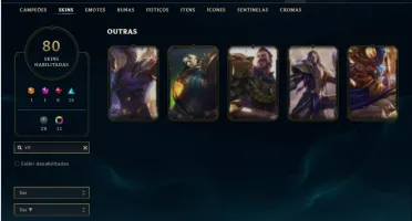 Conta Unranked com 88 Champs e 80 Skins + 700k de Janna
