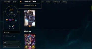 Conta Unranked com 88 Champs e 80 Skins + 700k de Janna