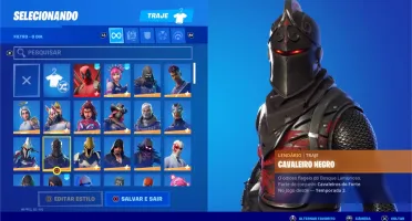 CONTA FORTNITE RARA COM CAVALEIRO NEGRO, IKONIK E MINTY