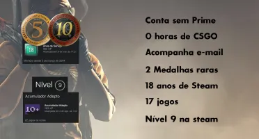 STEAM OLD 18 ANOS, MEDALHA DE 10 E 5 ANOS, 22 JOGOS