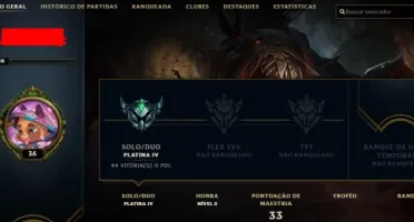 CONTA LEAGUE OF LEGENDS PLATINA 4