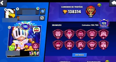 106/106 BRAWLERS/ 138k troféus / 500+ skins