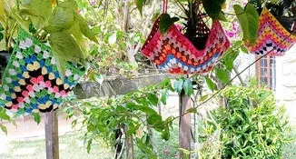 Cestinha / Suporte para Vaso em Crochê