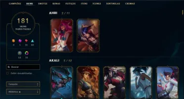 Ouro - Todos os campeões - 181 Skins