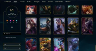 Conta bronze 1 com 84 champ e 41 skins +1 Prestigio + 588 RP