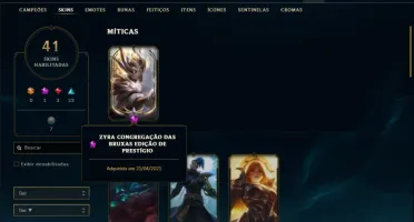 Conta bronze 1 com 84 champ e 41 skins +1 Prestigio + 588 RP