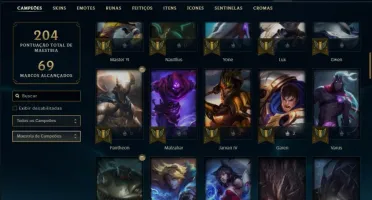 Conta bronze 1 com 84 champ e 41 skins +1 Prestigio + 588 RP