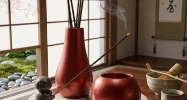 Kit incensário Monge em gesso com bandeja e 2 vasos