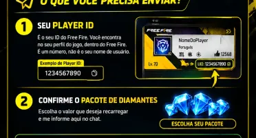 Diamantes Free Fire + Bônus | Recarga por ID