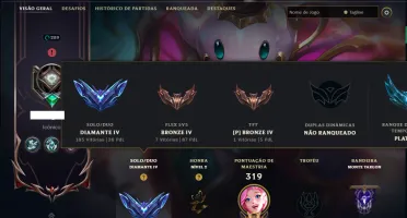 Diamante 4 com 140 Champs e 320 Skins ( ADC / SUP )