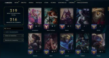 Diamante 4 com 140 Champs e 320 Skins ( ADC / SUP )