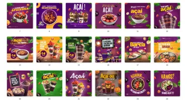 Pack Canva Açaí - 65 Artes Editáveis