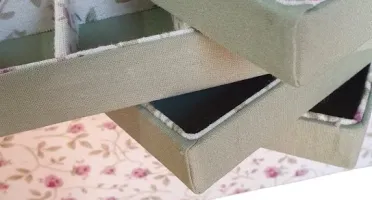 Porta-Joias Grande em Linho Floral de 4 Andares
