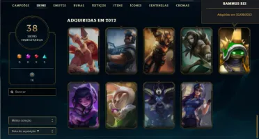 Bronze 4 com 80 Champs e 38 Skins + Kayle Juiza e Rammus Rei