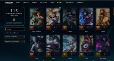 Bronze 4 com 80 Champs e 38 Skins + Kayle Juiza e Rammus Rei