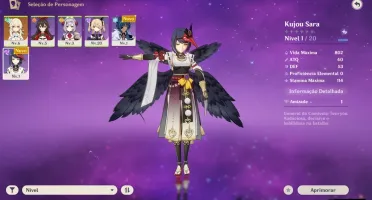 CONTA GENSHIN COM LIVRO 5 ESTRELAS + KUJOU SARA E FISCHL