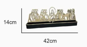 Santa Ceia de Mesa em MDF Preto e Dourado 42 cm