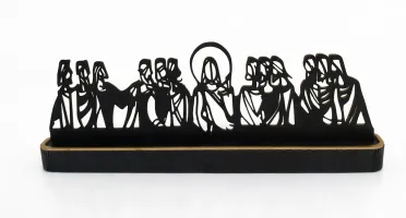 Santa Ceia de Mesa em MDF Preto e Dourado 42 cm
