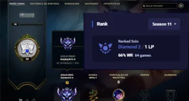 CONTA LOL DIAMANTE II 66% WINRATE GANHANDO 28 PDL