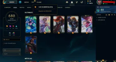 Conta LOL - 675 skins +100 cromas