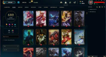 Conta LOL - 675 skins +100 cromas