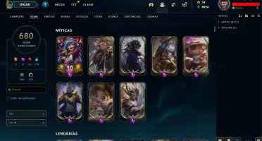 Conta LOL - 675 skins +100 cromas