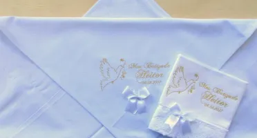 Kit Batizado com Manta, Toalha e Fralda de Boca