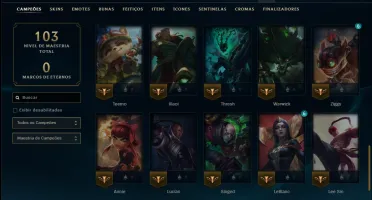 Unranked com 50 Champs e 14 Skins