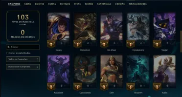 Unranked com 50 Champs e 14 Skins