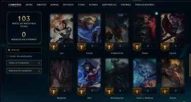 Unranked com 50 Champs e 14 Skins
