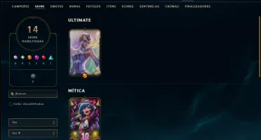 Unranked com 50 Champs e 14 Skins