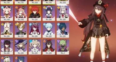 Hutao + Zhongli + Diluc + Catalisador 5* Ar 39