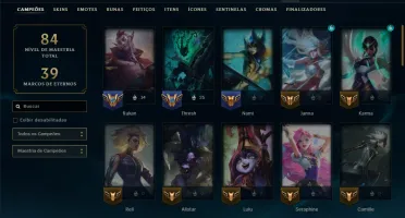 Platina 2 com 60 Champs e 29 Skins +1 Rara ( MONO SUP )